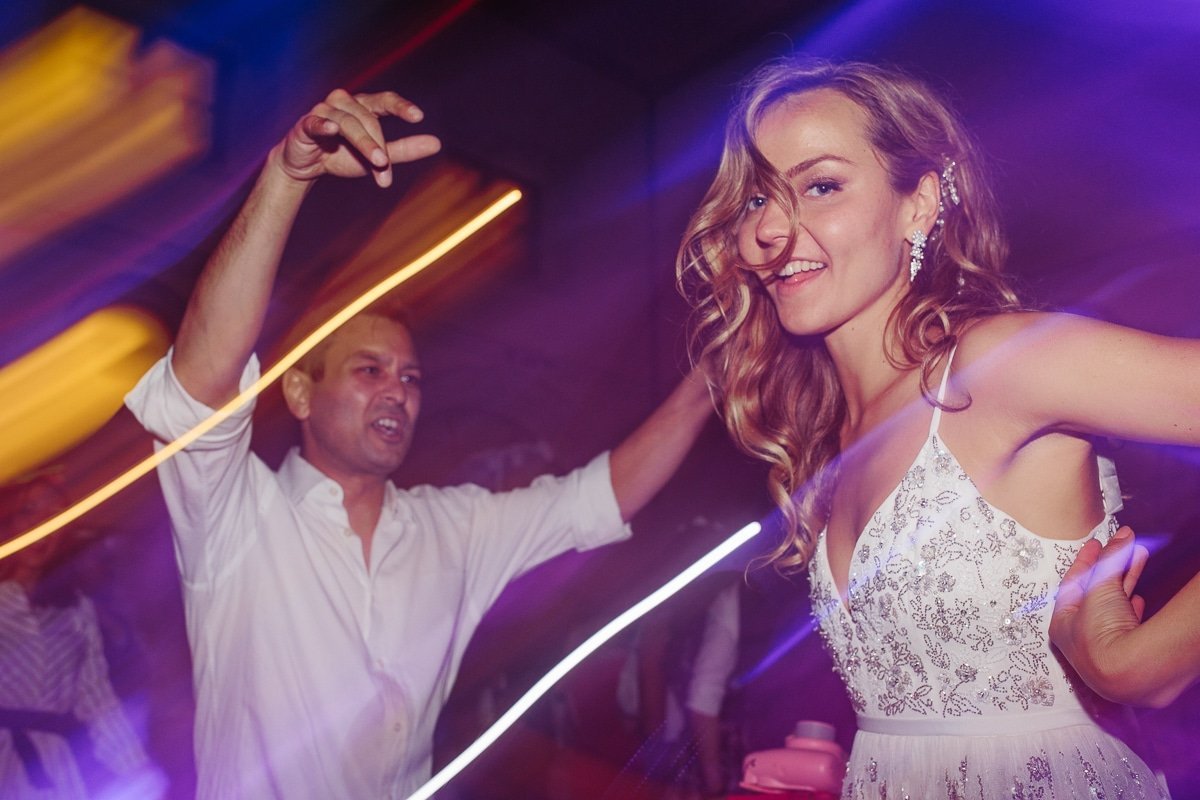 Bride dancing at the party at Borgo Pignano