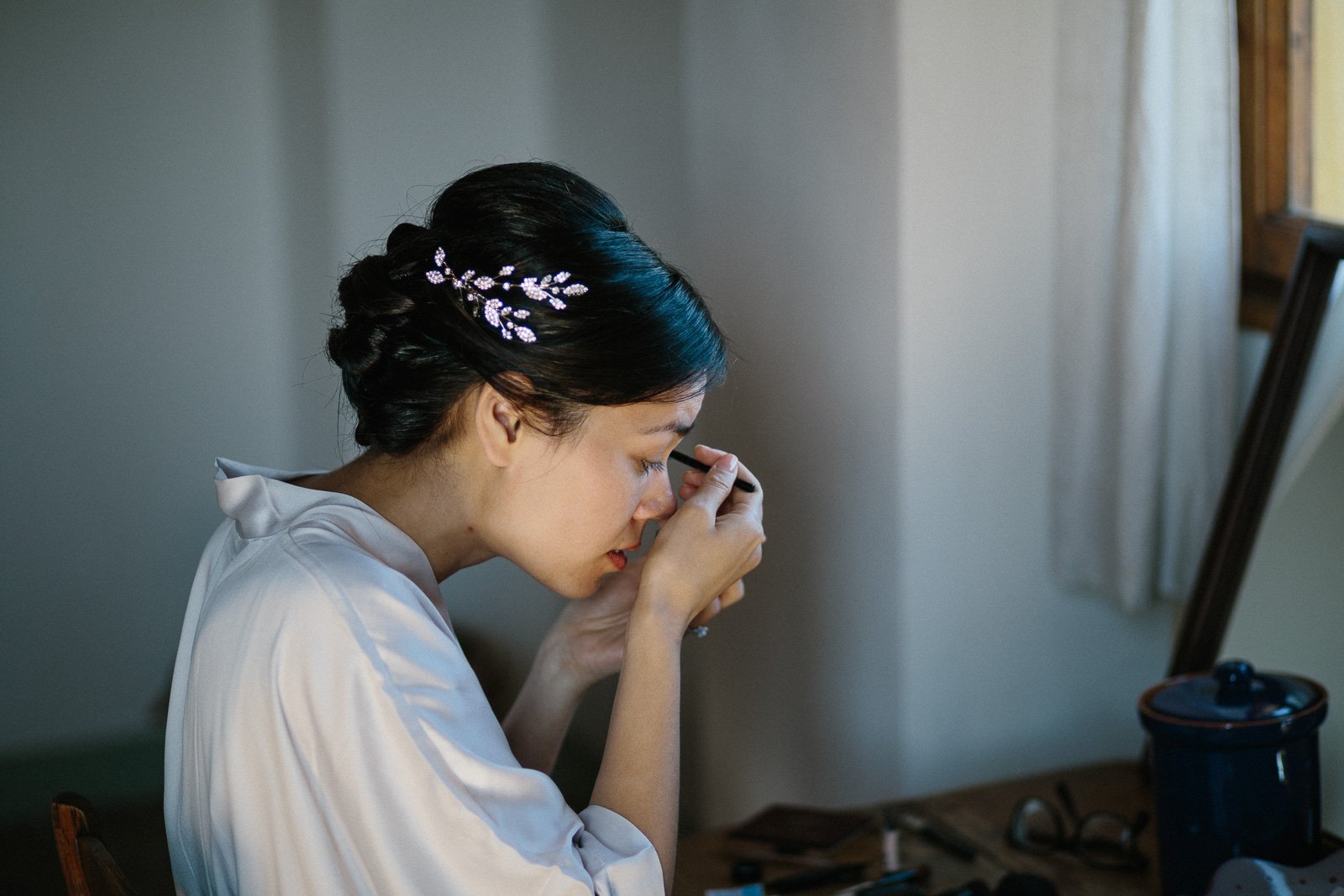 Bride having her make-up done