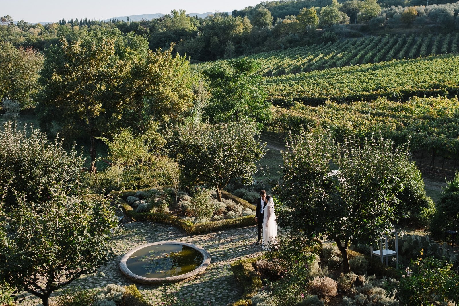 Vineyards and gardens of Locanda Casanuova in the Chianti