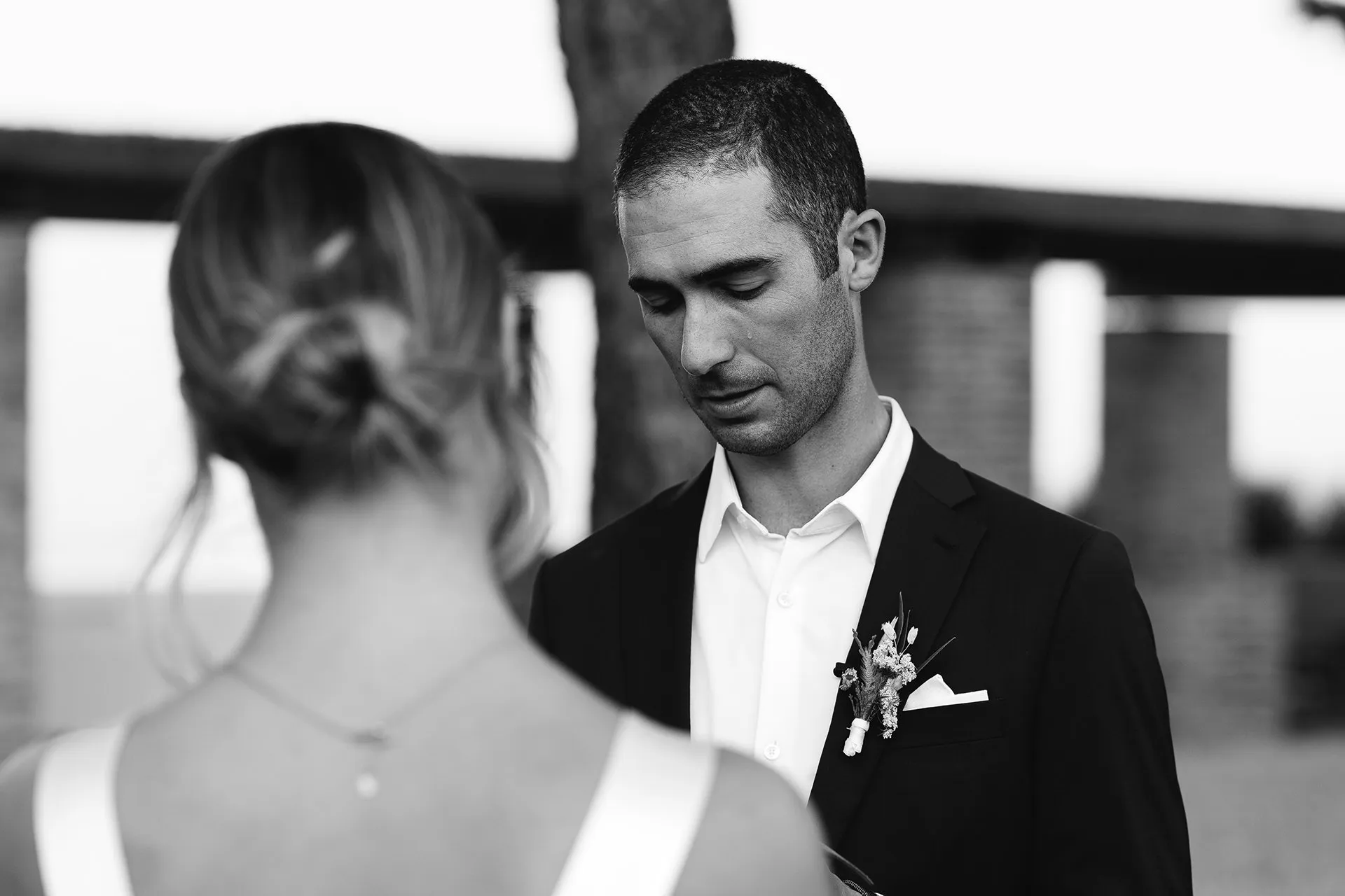 best wedding photographer italy: a groom cries during the ceremony