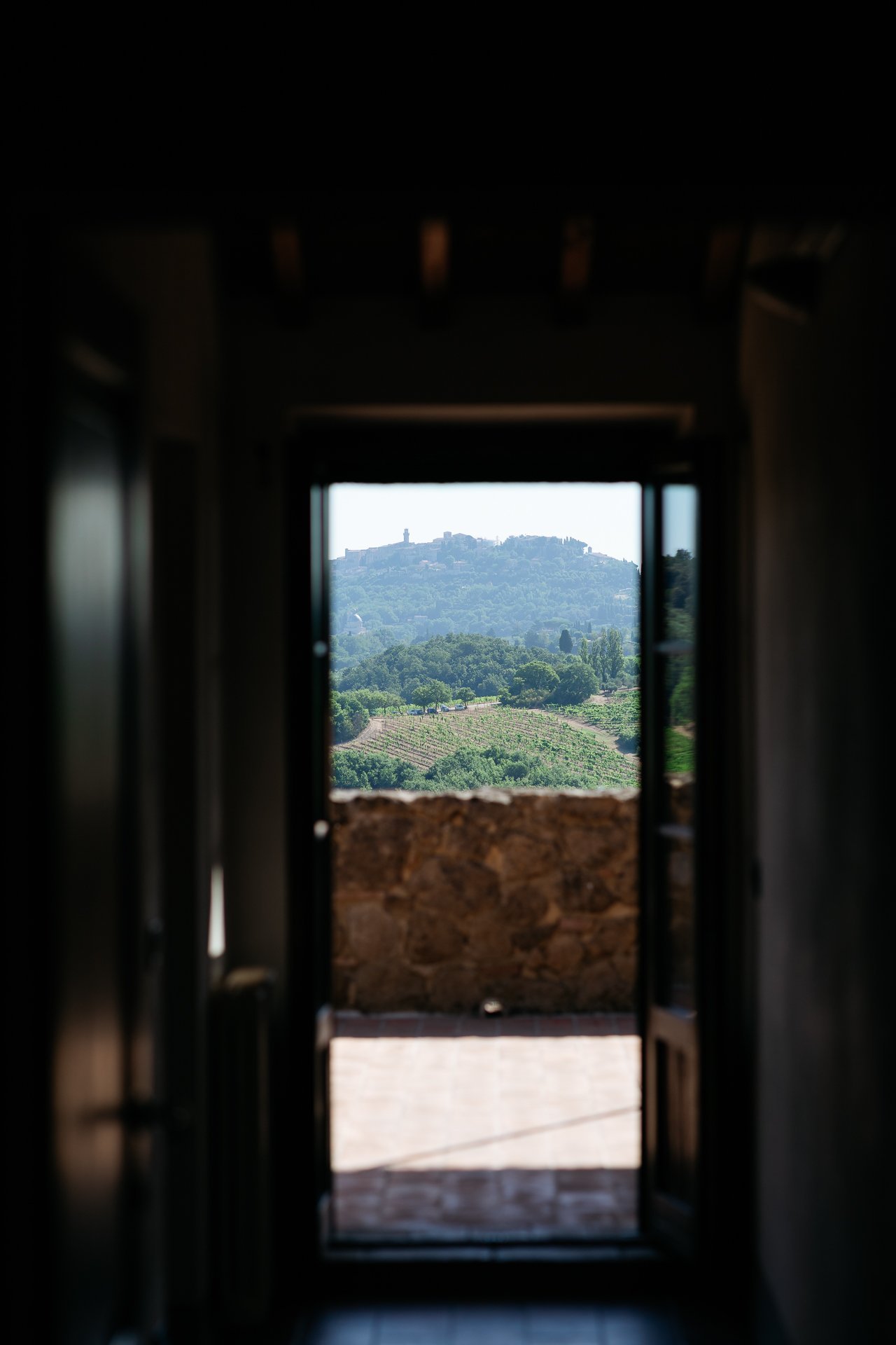 View of the Val d'Orcia from a window at Terre di Nano