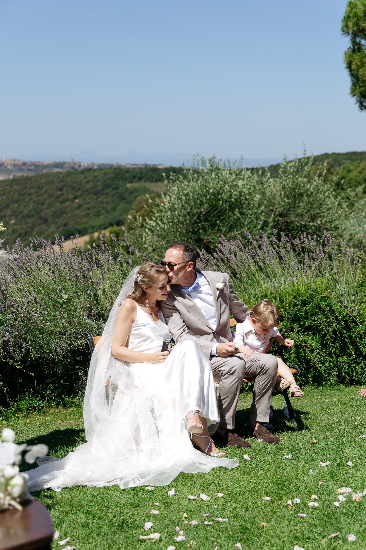 Nic and Evelien during the ceremony with the hills behind