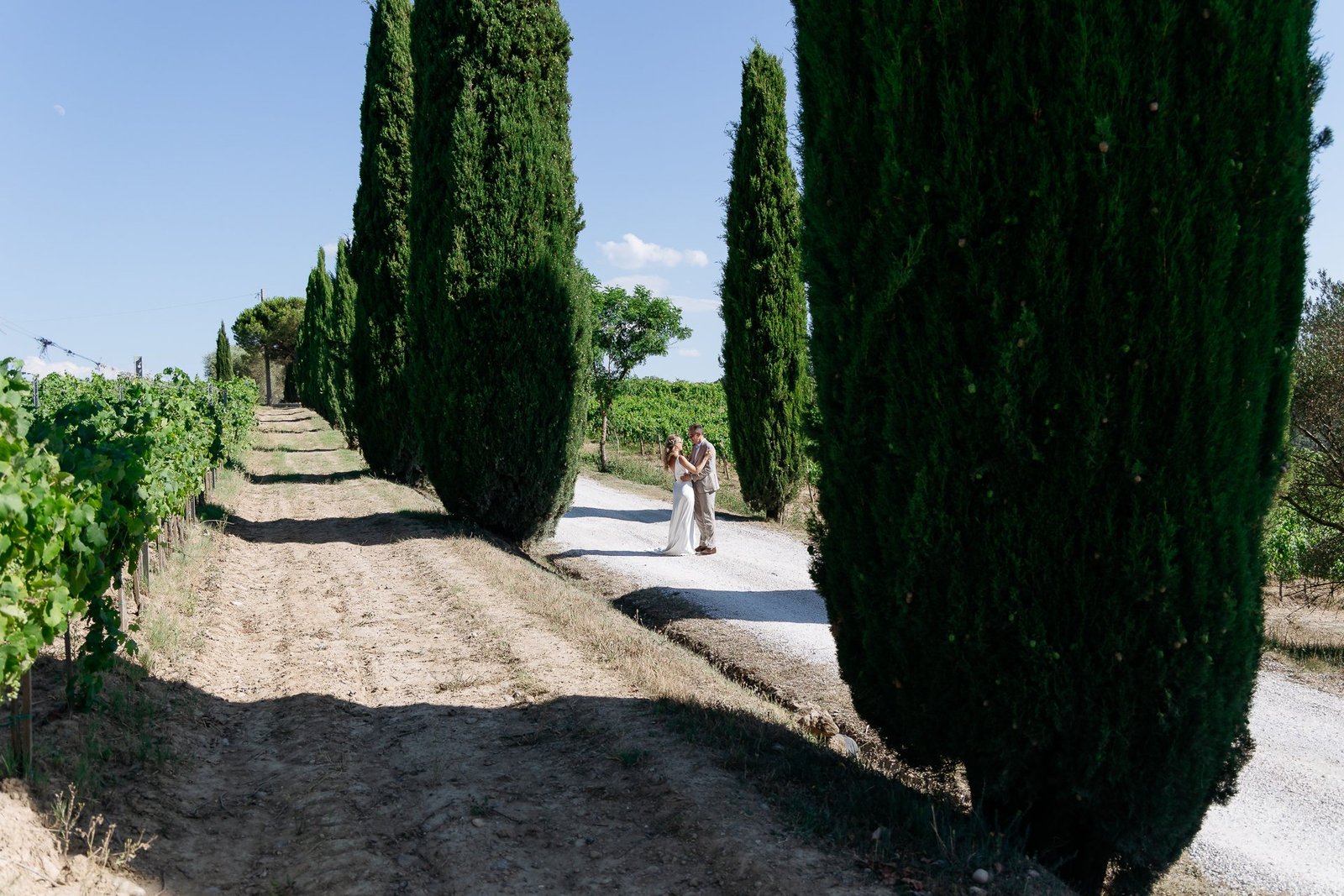 Nic and Evelien walking down the cypress drive
