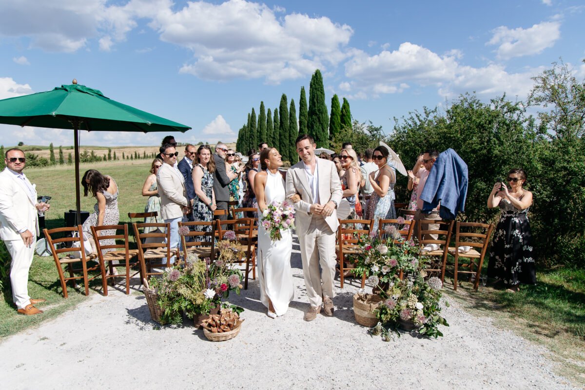 Guests gathering before the ceremony at Il Rigo