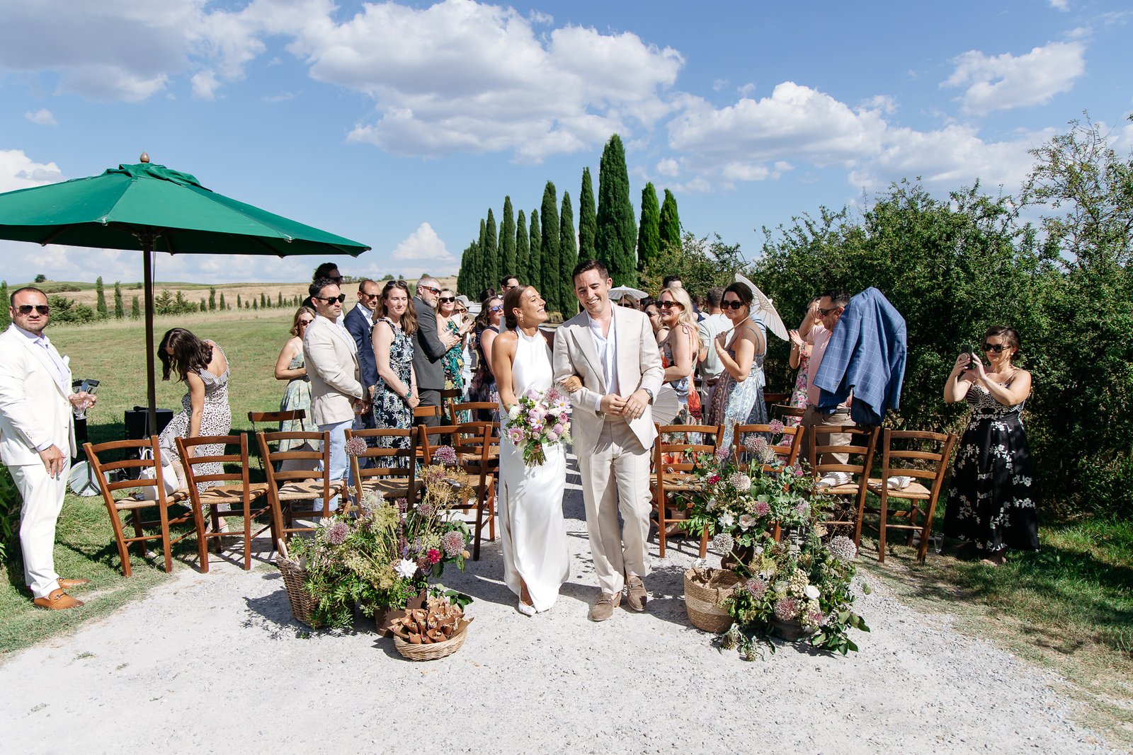 Guests gathering after the ceremony at Il Rigo