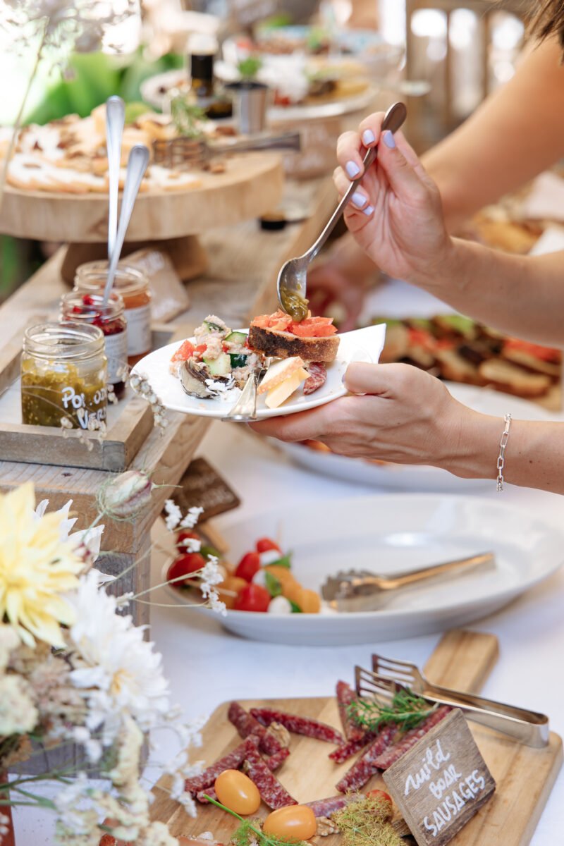 Aperitivo table with Tuscan cheeses and cold cuts