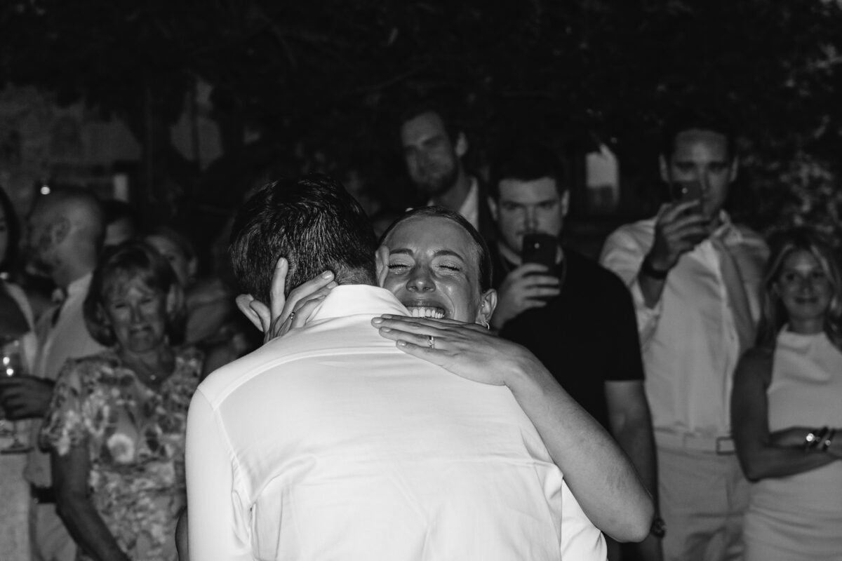 First dance in the courtyard at night