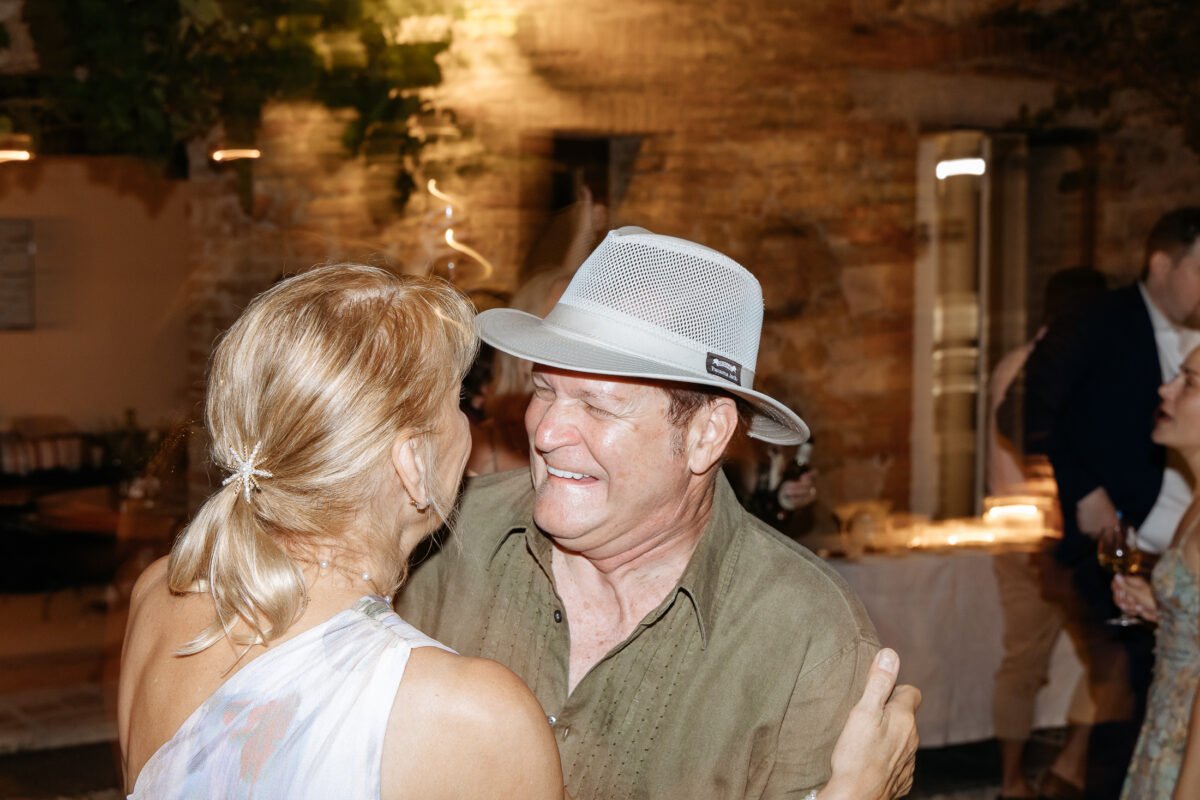 bride's parents dancing during the party